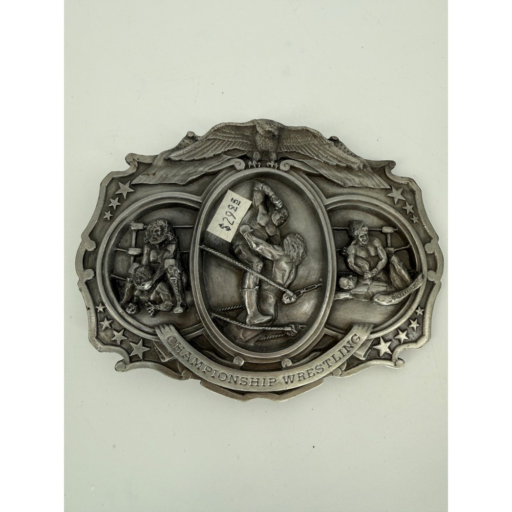 Vintage 1985 Bergamot Brass Works Championship Wrestling Belt Buckle USA